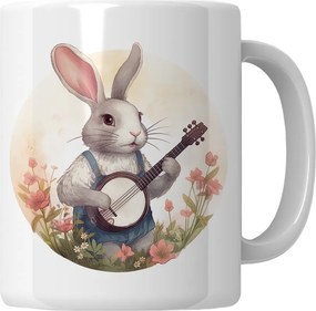 Bögre Nyuszi mandolinnal Ajándék Húsvétra Nyuszi Karácsony