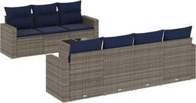 vidaXL 8 részes szürke polyrattan kerti ülőgarnitúra párnákkal
