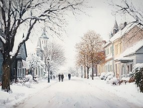 Canvas Vászonkép Lengyelország Város Alföld Utca Tél Hó Fagy 80x60