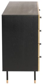 Fekete-natúr színű alacsony komód tölgyfa dekorral 130x87 cm Jugend – Woodman