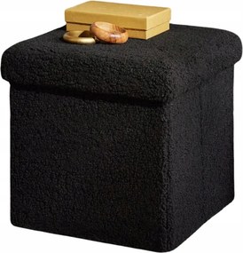 Fekete Összecsukható Puf Tárolódobozzal 38 X 38 CM