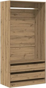 vidaXL gardróbszekrény artisan tölgy 100x50x200 cm gépelt fa