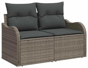vidaXL Kerti Kanapé Szett párnával párnával 9 pcs Szürke Poly Rattan