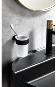 Gedy - Falra szerelhető fogkefe tartó PIRENEI lágy üveg/fekete