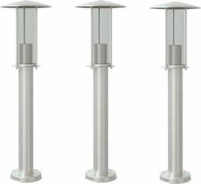 vidaXL 3 db ezüstszínű rozsdamentes acél kültéri állólámpa 60 cm