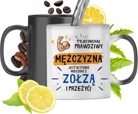 Mágikus bögre Mihálynak Fekete matt nyomott mintával 330ml