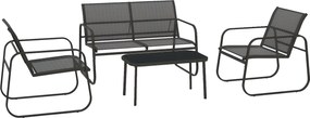 Outsunny Kerti Bútor Szett 4 db, Kerti Szett 1 Kétüléses Kanapéval, 2 Székkel és 1 Kávézóasztallal, Ülőgarnitúra, Balkoni Bútor Szett Teraszra, Hálós,
