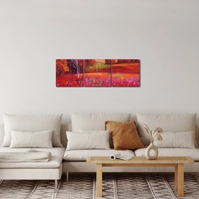 Egy vörös táj képe (órával) (90x30 cm)