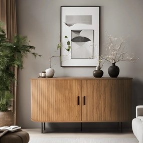 TRISH komód 140 cm, kétajtós, tolóajtós, tölgy