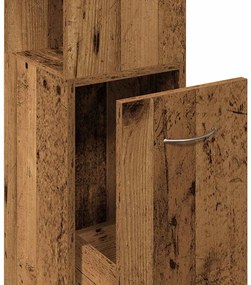 antik fa színű szerelt fa fürdőszobaszekrény 25x25x170 cm