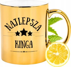 Prémium Arany Csillogó Bögre Kinga Ajándék Nyomtatott Fotóval