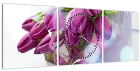 Kép - csokor tulipán (órával) (90x30 cm)