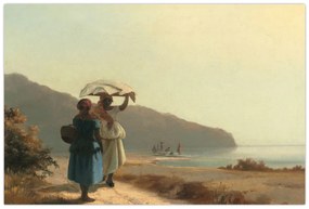 Kép - Camille Pissarro, Two Women Chatting by the Sea, St. Thomas, reprodukciók (90x60 cm)