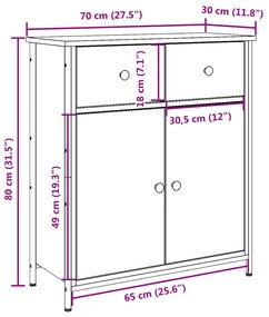 antik fa színű szerelt fa tálalószekrény 70 x 30 x 80 cm