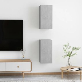 2 db betonszürke szerelt fa TV-szekrény 30,5 x 30 x 60 cm