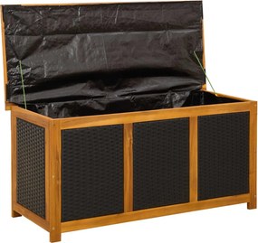 vidaXL Kerti Tároló Doboz 185 L Tömör Akácfa 113 x 50 x 56 cm Fekete