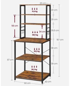 Polcos állvány MARGE barna/fekete