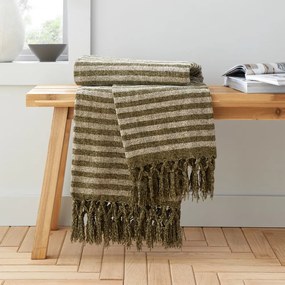 Zöld bársony takaró 130x170 cm Stripe Chenille – Catherine Lansfield