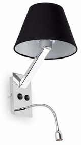 FARO MOMA-2 fali lámpa, olvasókarral, fekete, E27 foglalattal, fényforrással, 61W, IP20, 68507
