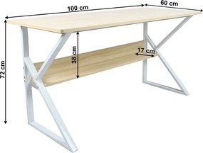 Polcos íróasztal, természetes tölgyfa/fehér, TARCAL 100