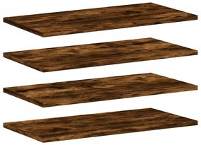 4 db füstös tölgy színű szerelt fa fali polc 60 x 20 x 1,5 cm