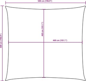Antracitszürke négyzet alakú oxford-szövet napvitorla 5 x 5 m