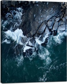 Vászonkép Természet Hullámok Tenger Sziklás Tengerpart Kék Víz 40x50