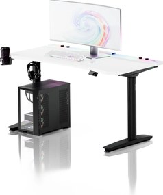 Elektromos RGB gamingasztal tartókkal, fehér-fekete, 140 cm: Diablo X-Forge 1400