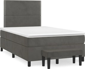 vidaXL sötétszürke bársony rugós ágy matraccal 120 x 200 cm