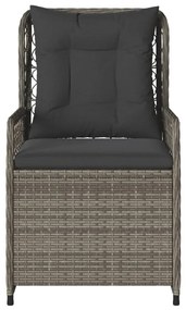 2 db szürke polyrattan dönthető kerti szék