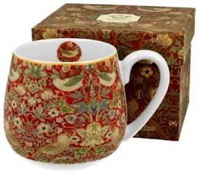 Porcelánbögre 430ml, dobozban, William Morris: Strawberry Thief Red
