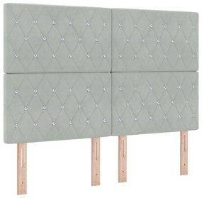 Boxspring Ágy Matraccal Világosszürke 140x200 cm Bársonyos