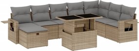 vidaXL 9 részes bézs polyrattan kerti ülőgarnitúra párnákkal