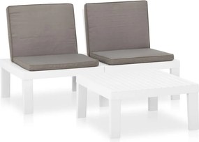 vidaXL 2 részes fehér műanyag kerti ülőgarnitúra párnákkal