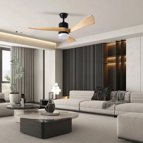 ZEVENTI - LED mennyezeti ventilátor NATURITO LED/18W/230V Wi-Fi Tuya fekete/tölgy + távirányító