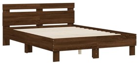 barna tölgy színű szerelt fa ágykeret fejtámlával 120x200 cm