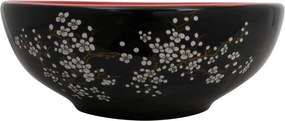 vidaXL fekete-piros kerámia kerek asztali mosdó Φ41 x 14 cm