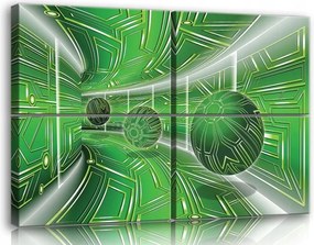 Vászonkép 120x80 Futurisztikus alagút zöld fény gömb 3D geometria
