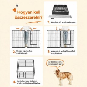 FEANDREA 8 paneles kutyakifutó és kisállat járóka, 80 x 100 cm-es elemekkel, beltérre és kültérre