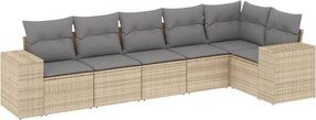 vidaXL 6 részes bézs polyrattan kerti ülőgarnitúra párnával