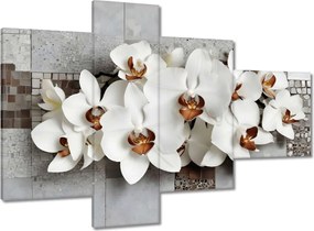 Vászonkép 100x70 Fehér orchideák és mozaik