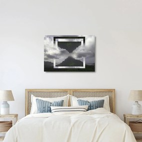 Kép - Hegyek Izlandon, geometrikus kollázs (üvegen) (70x50 cm)