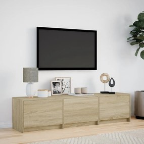 sonoma tölgy színű szerelt fa TV-szekrény LED-del 165x34x40 cm