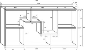 Polcos tároló könyvespolc 120x20x60cm barna KH16-1