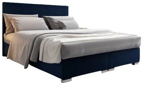 Franciaágy 180 cm Boxspring Harlan Comfort (sötétkék) (ágyráccsal, matraccal és tárolóhellyel). 1056001