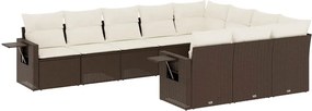 vidaXL 10 részes barna polyrattan kerti ülőgarnitúra párnákkal