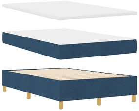 Box Spring Ágy Matraccal és Padlóval Kék 120x190 cm Szövet