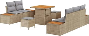 vidaXL Kerti Kanapé Szett 8 pcs Bézs polirattan
