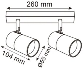 Zuma Line 2204BD-2-BK - Spotlámpa FORI 2xGU10/50W/230V fekete/arany