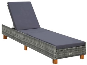 Szürke polyrattan napozóágy párnával